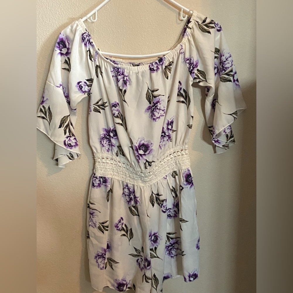 Rue 21 floral Romper off the shoulder dress- Formal - Picture 2 of 8